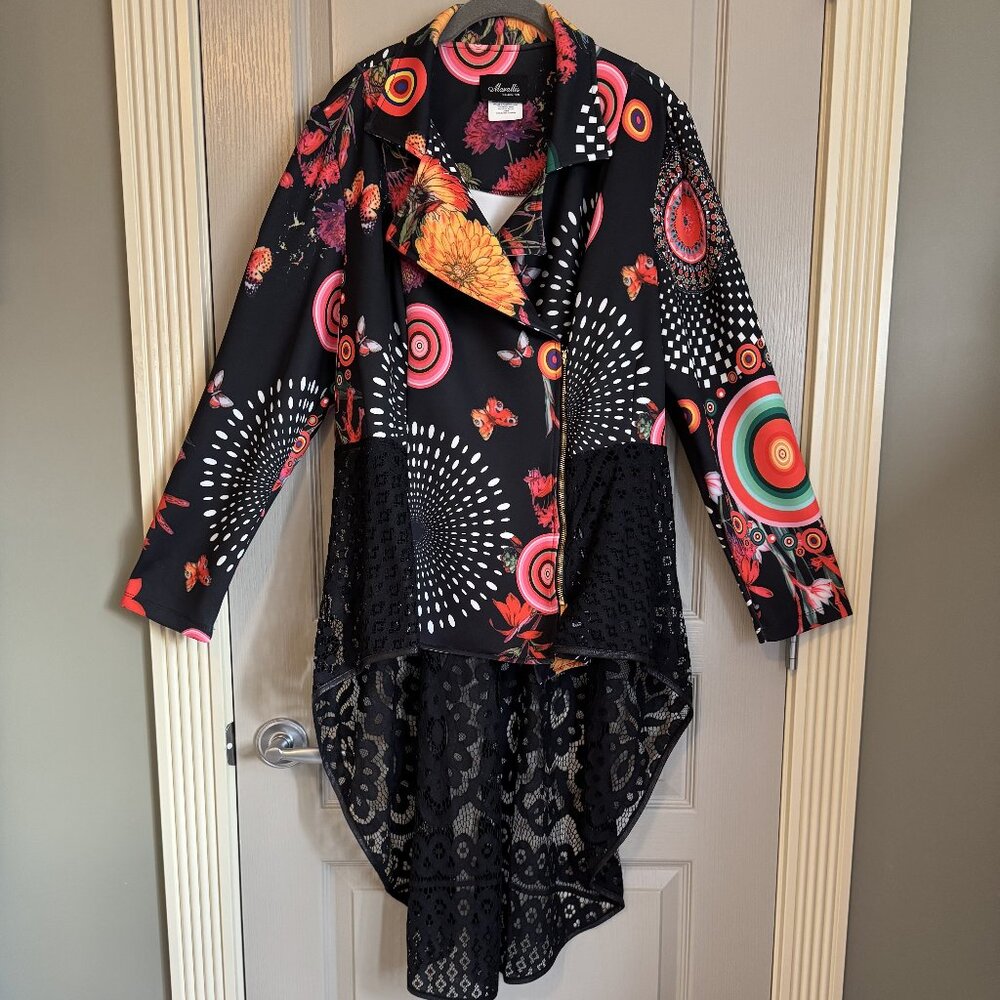 Marallis Funky Moto Jacket w/ Scuba fabric & Lace